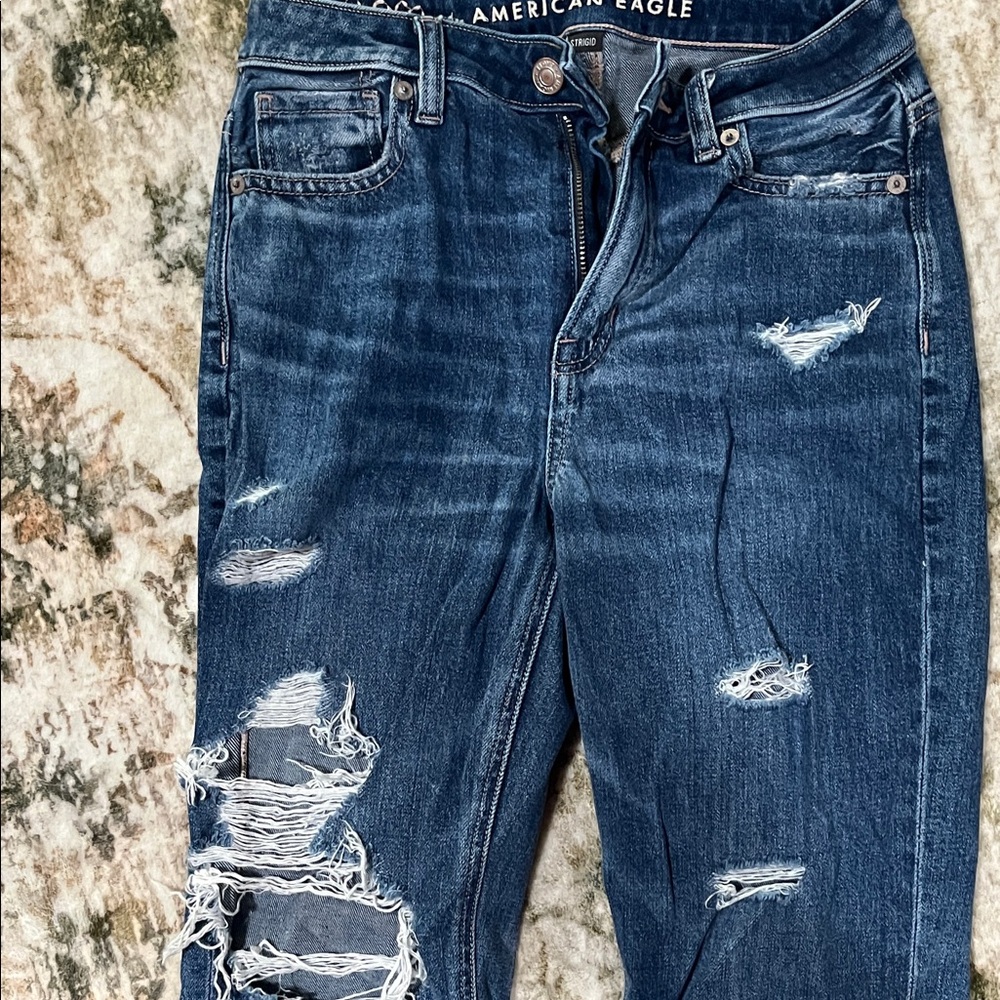 American Eagle Outfitters Women's Ripped Dark Blue Skinny Jeans